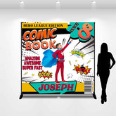 Lofaris Baaam Comic Book Hero Custom Photo Birthday Backdrop
